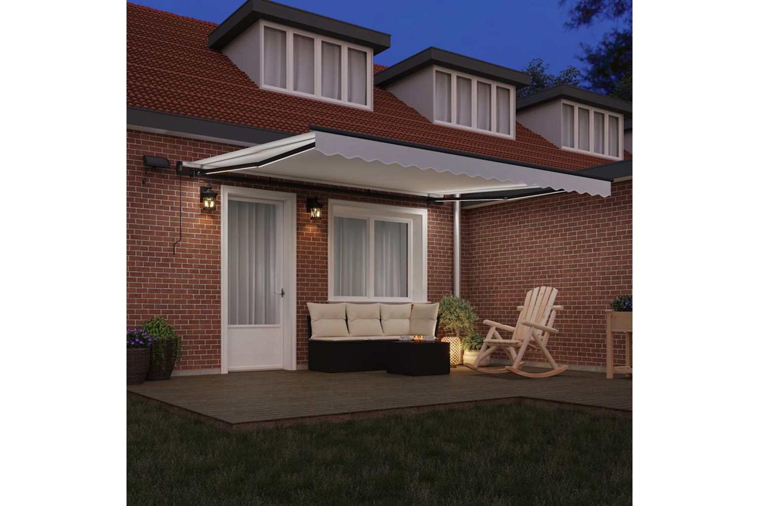 Vidaxl Retractable Awning Manual White 400 X 300 Cm Fabric-3