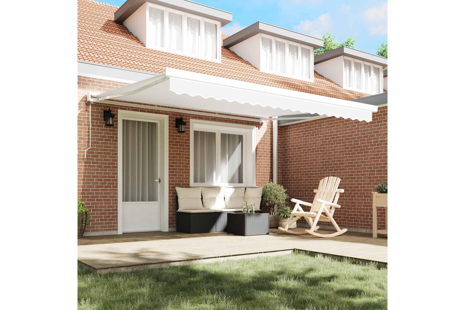 Vidaxl Retractable Awning White 400 X 300 Cm Fabric And Metal-3