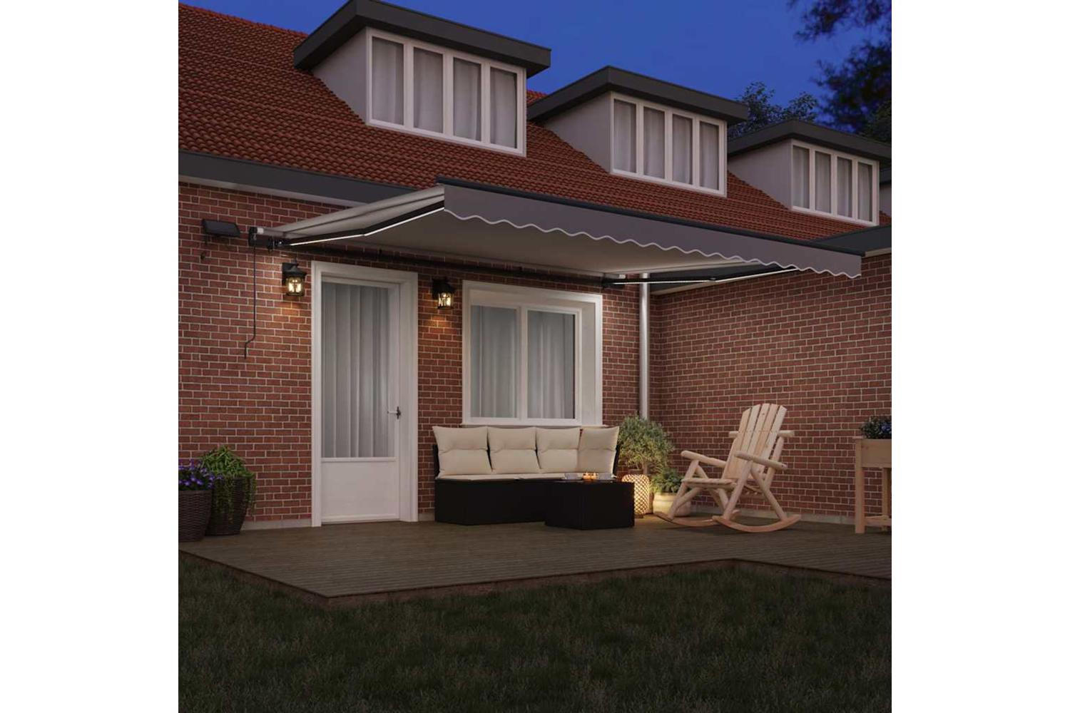 Vidaxl Retractable Awning Manual Light Grey 400 X 300 Cm Fabric-3