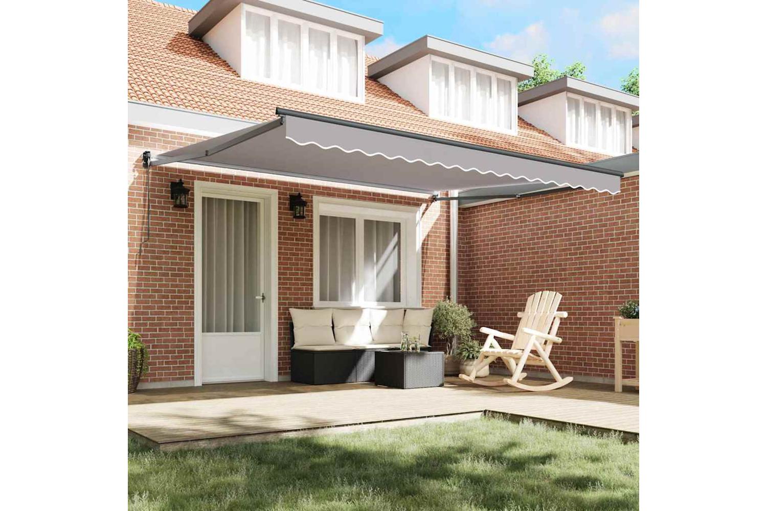 Vidaxl Retractable Awning Light Grey 400 X 300 Cm Polyester-3