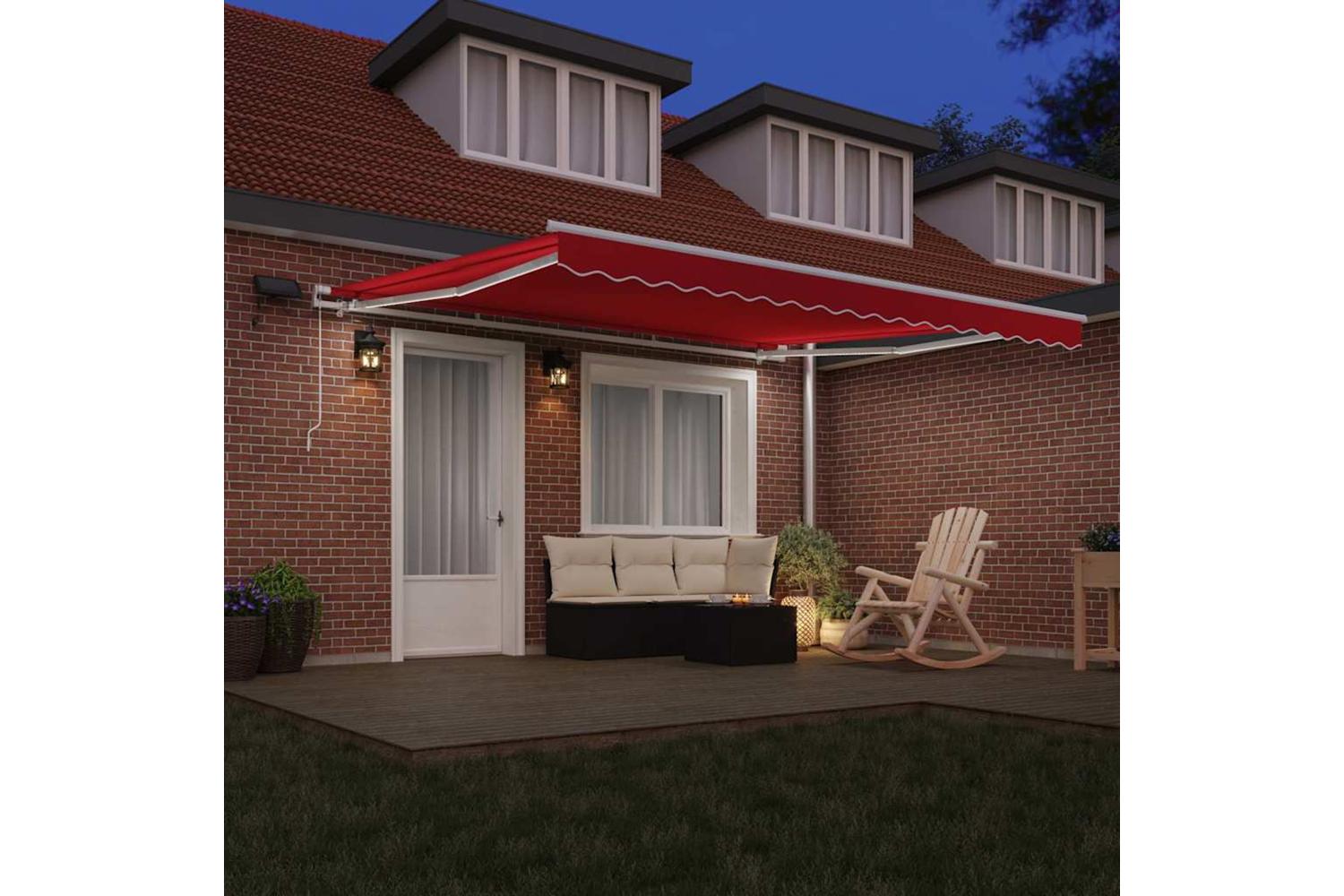 Vidaxl Retractable Awning With Manual Red 400 X 300 Cm Fabric-3