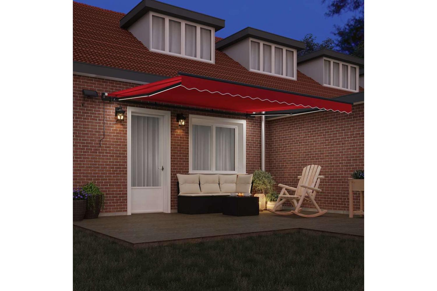 Vidaxl Retractable Awning Manual Red 400 X 300 Cm Fabric-3