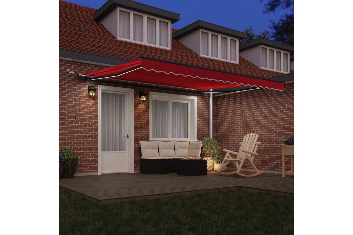 Vidaxl Retractable Awning With Red 400 X 300 Cm Fabric-3