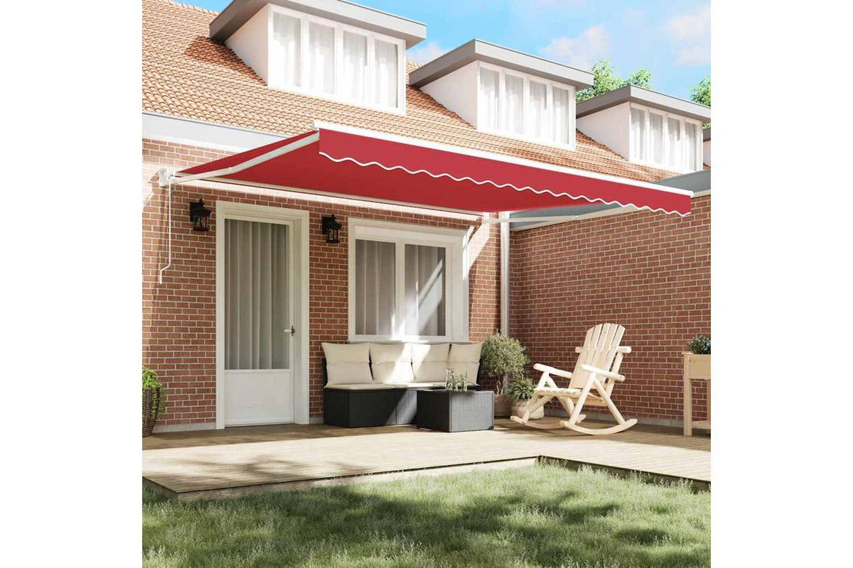 Vidaxl Retractable Awning Red 400 X 300 Cm Polyester-3