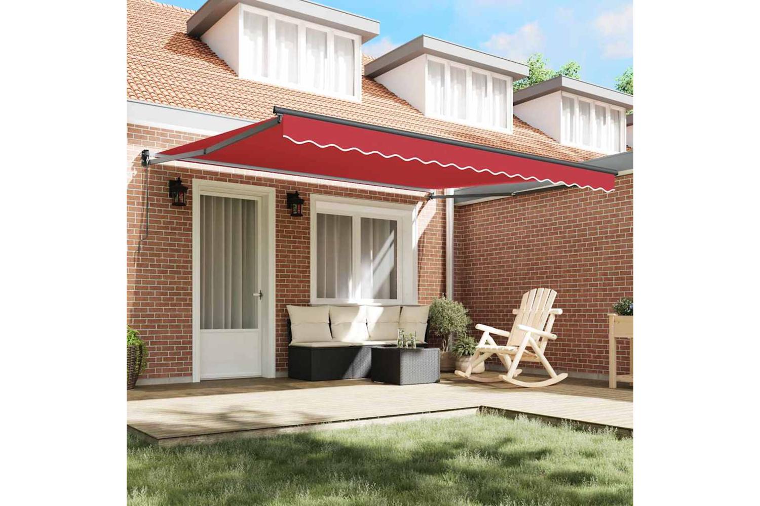 Vidaxl Retractable Awning Red 400 X 300 Cm Polyester-3