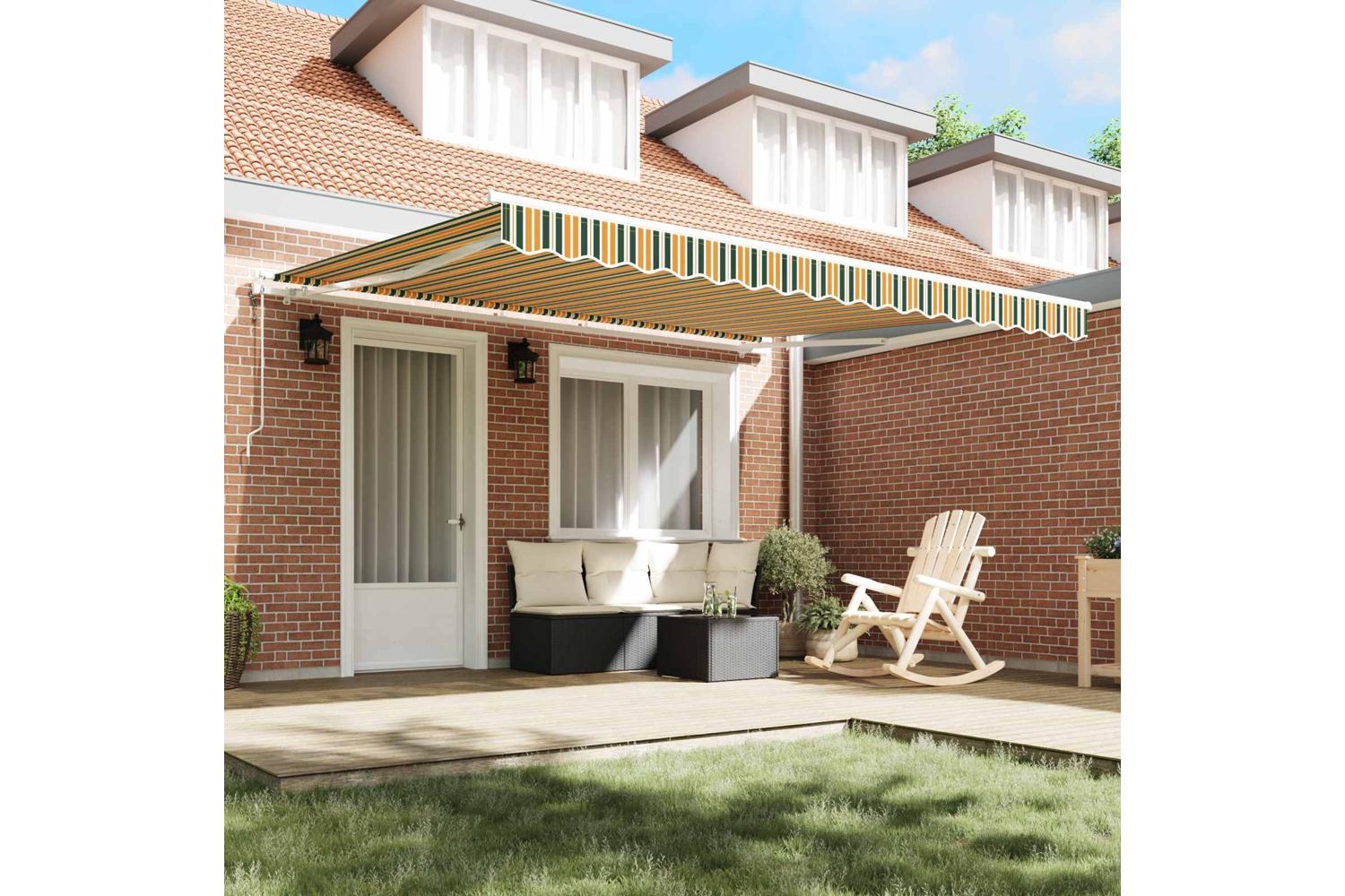 Vidaxl Retractable Awning 400 X 300 Cm Green And Yellow-3