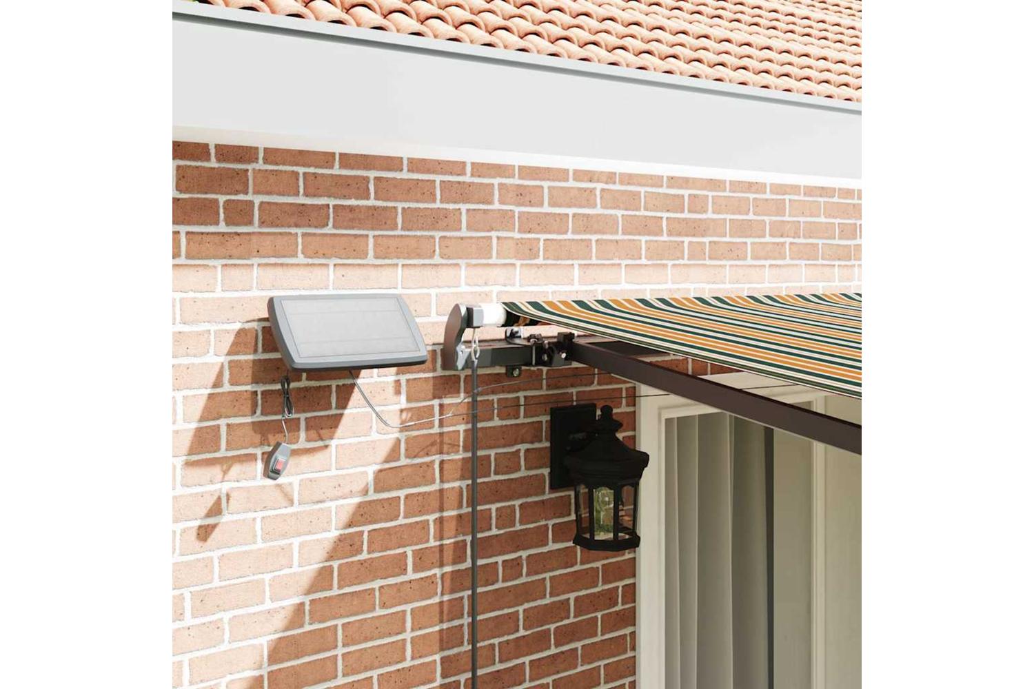 Vidaxl Retractable Awning Manual Green And Yellow 400 X 300 Cm Fabric-4