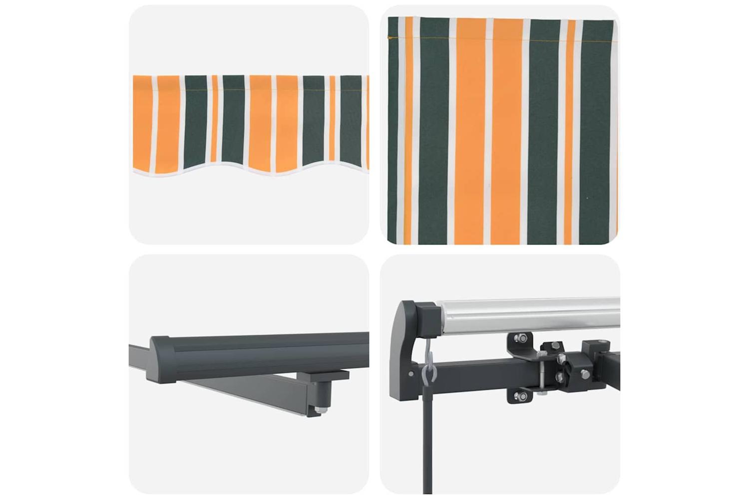 Vidaxl Retractable Awning Manual Green And Yellow 400 X 300 Cm Fabric-10