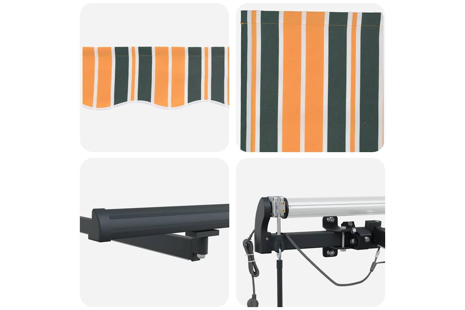 Vidaxl Retractable Awning With Green And Yellow 400 X 300 Cm Fabric-10