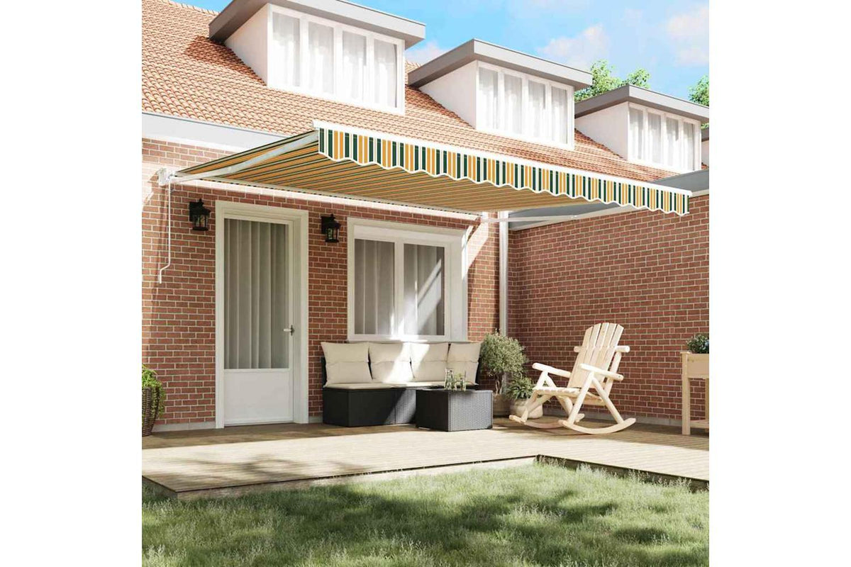 Vidaxl Retractable Awning Green And Yellow 400 X 300 Cm Polyester-3