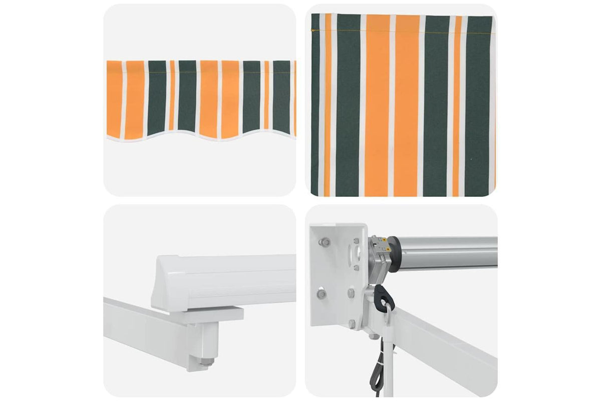 Vidaxl Retractable Awning Green And Yellow 400 X 300 Cm Polyester-8