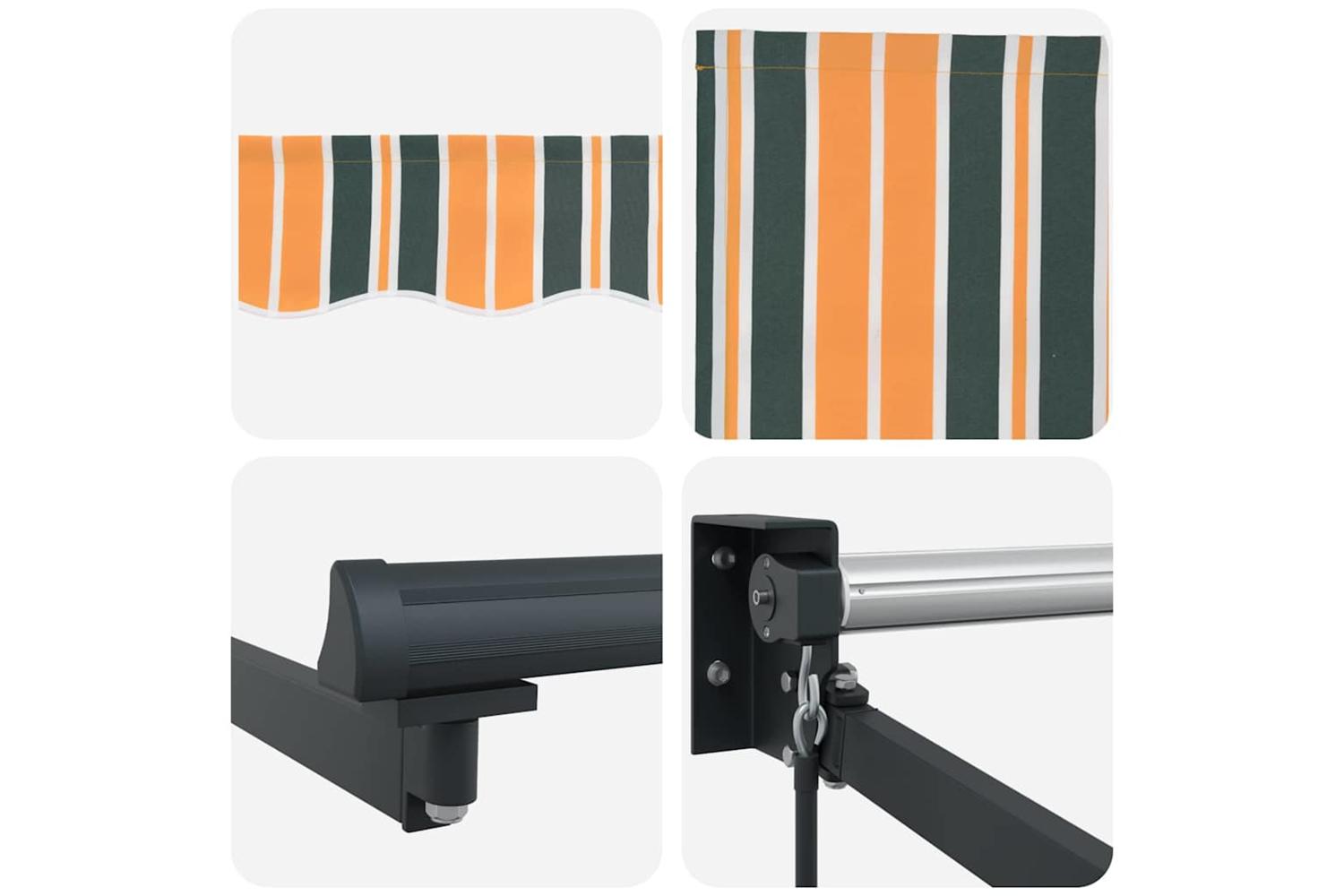 Vidaxl Retractable Awning Green And Yellow 400 X 300 Cm Polyester-8