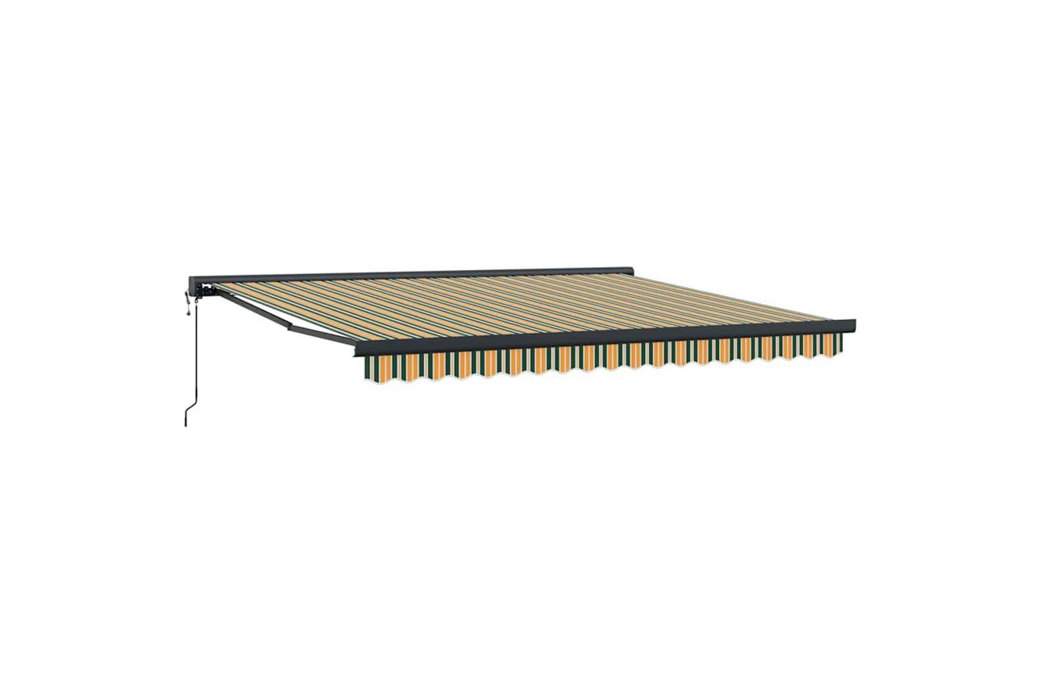 Vidaxl Retractable Awning Green And Yellow 400 X 300 Cm Fabric Metal-6