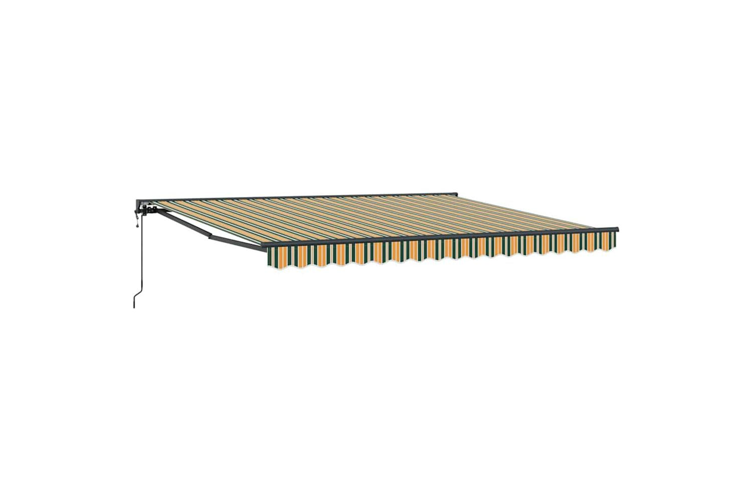 Vidaxl Retractable Awning Green And Yellow 400x300 Cm Fabric-2