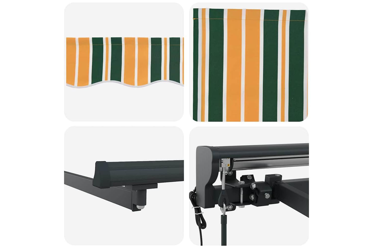 Vidaxl Retractable Awning Green And Yellow 400x300 Cm Fabric-8