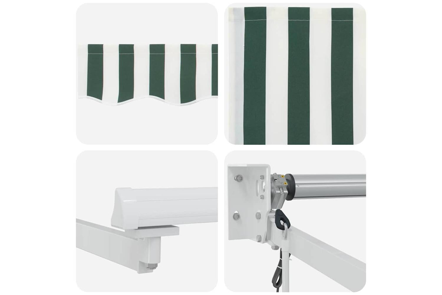 Vidaxl Retractable Awning Green And White 400 X 300 Cm Polyester-8