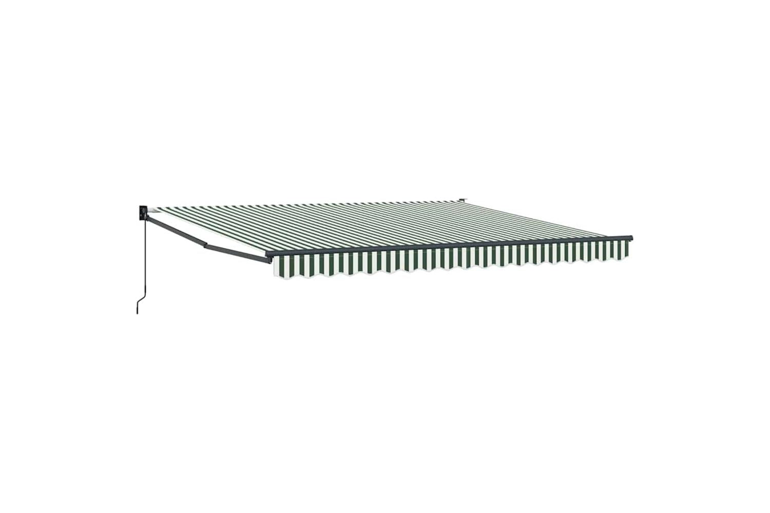 Vidaxl Retractable Awning Green And White 400 X 300 Cm Polyester-2