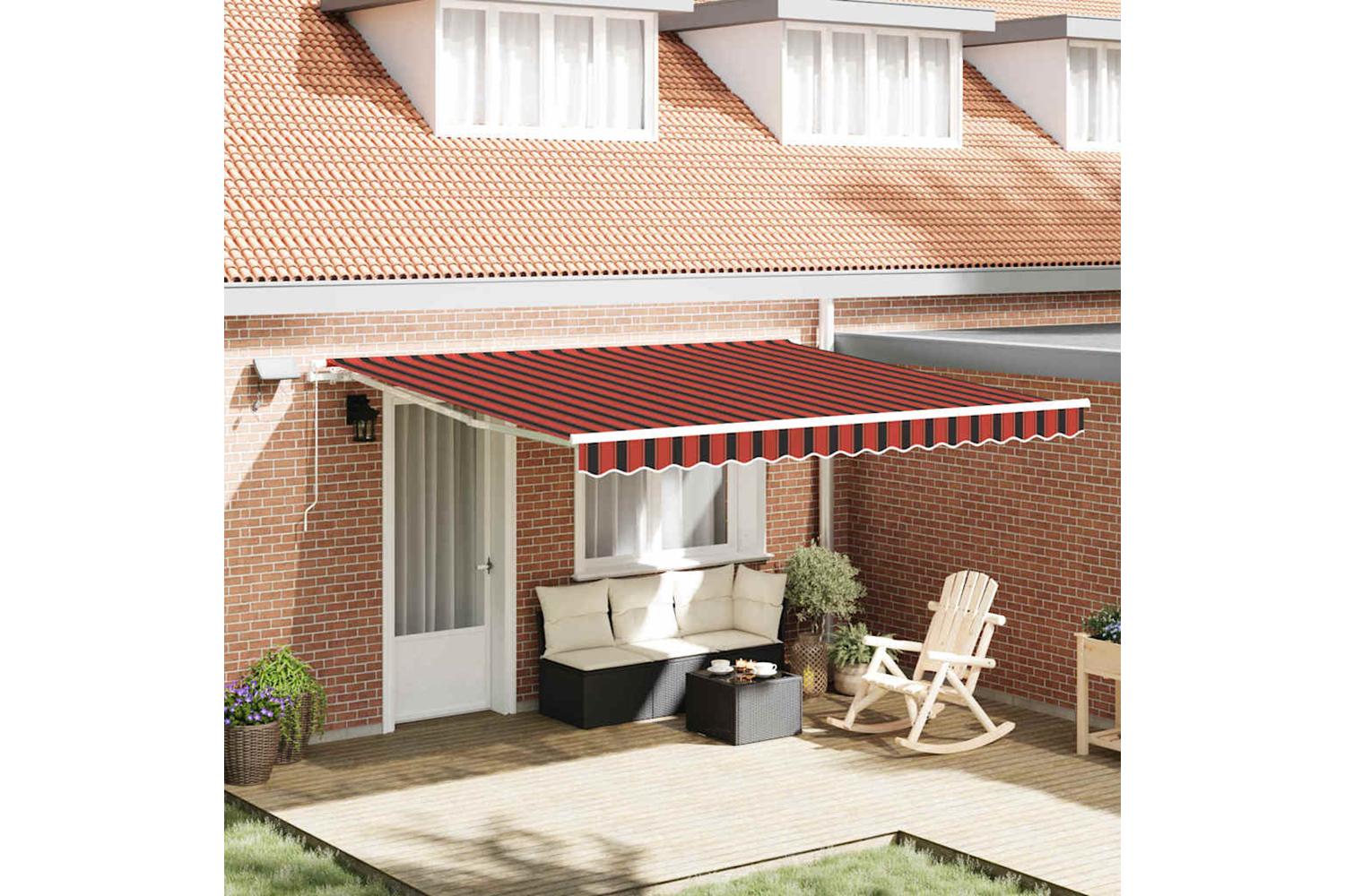 Vidaxl Retractable Awning With Orange And Brown 400 X 350 Cm Fabric-3