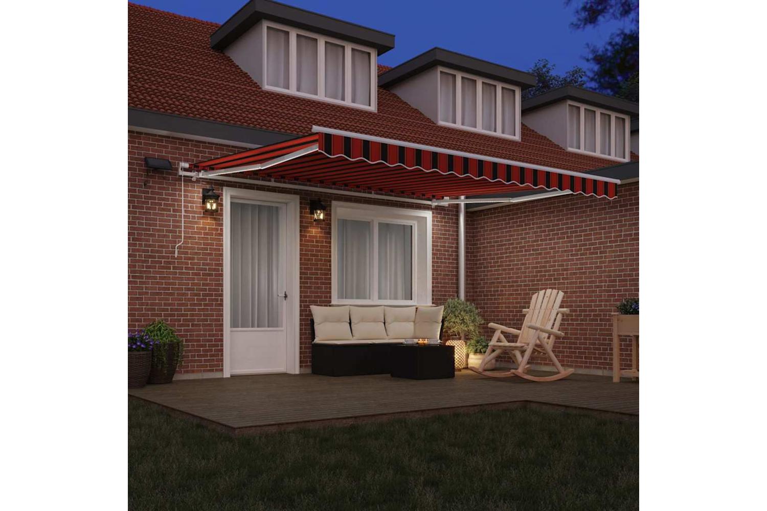 Vidaxl Retractable Awning With Orange And Brown 400 X 350 Cm Fabric-4