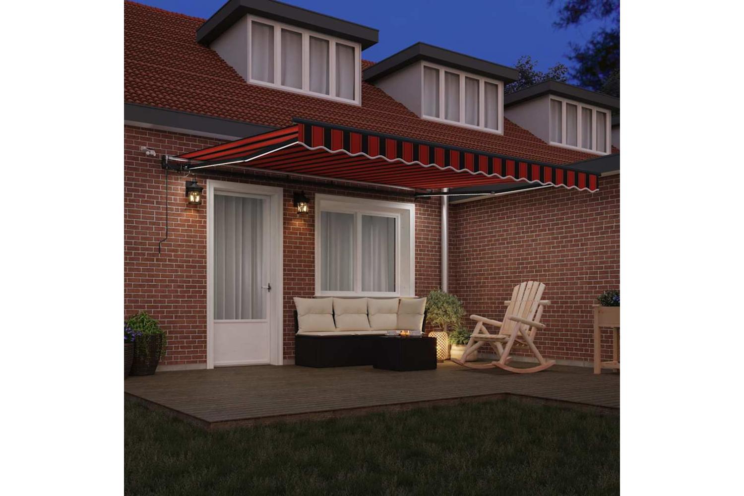 Vidaxl Retractable Awning With Orange And Brown 400 X 350 Cm Fabric-3