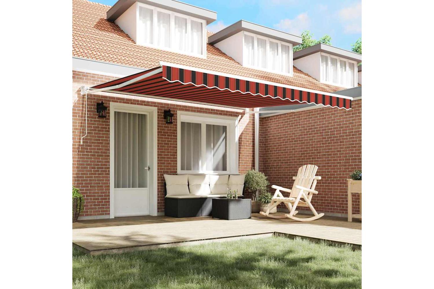 Vidaxl Retractable Awning With Yellow And Orange 400 X 350 Cm Fabric-3