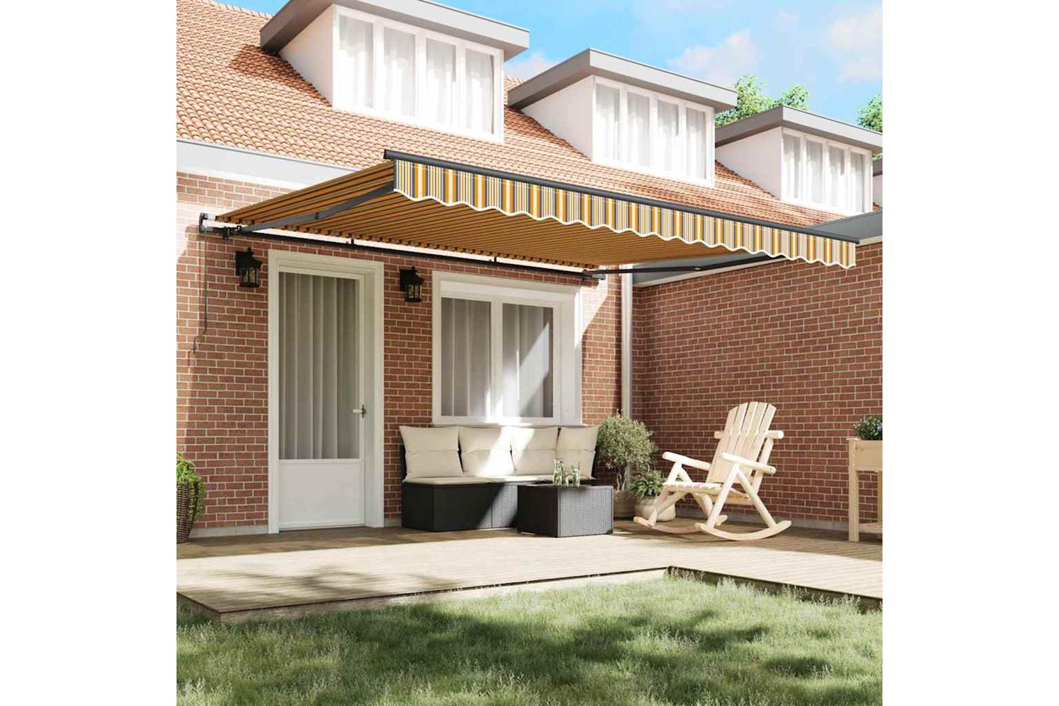 Vidaxl Retractable Awning Manual Multicolour 400 X 350 Cm Fabric-3