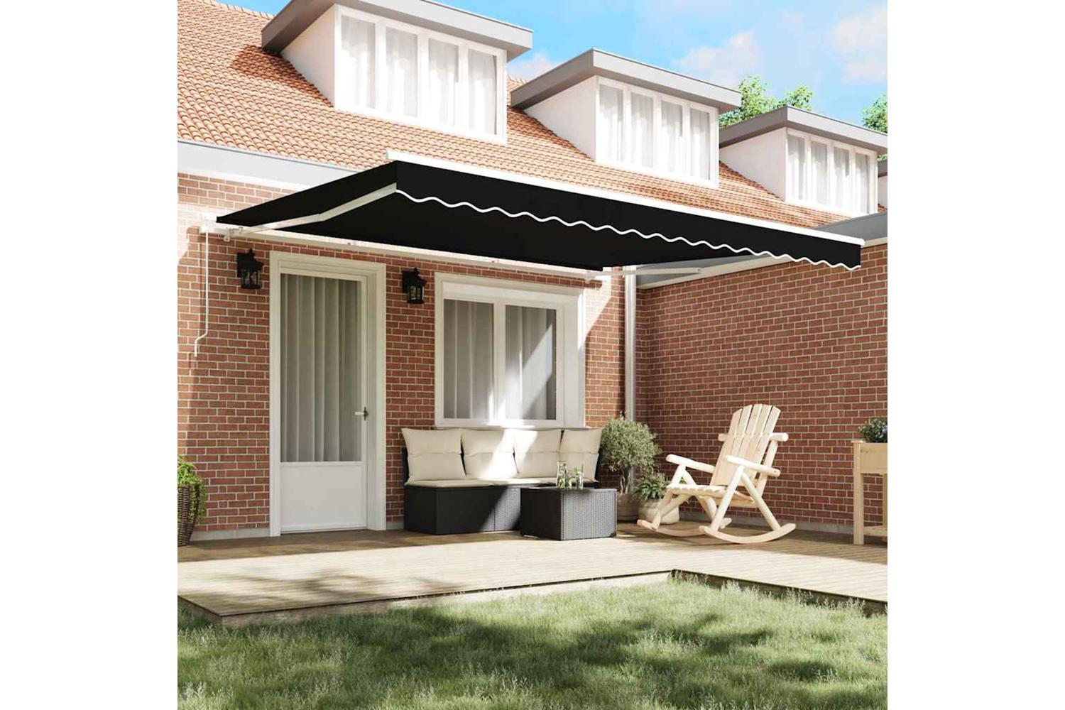 Vidaxl Retractable Awning Black 400 X 350 Cm Polyester-3