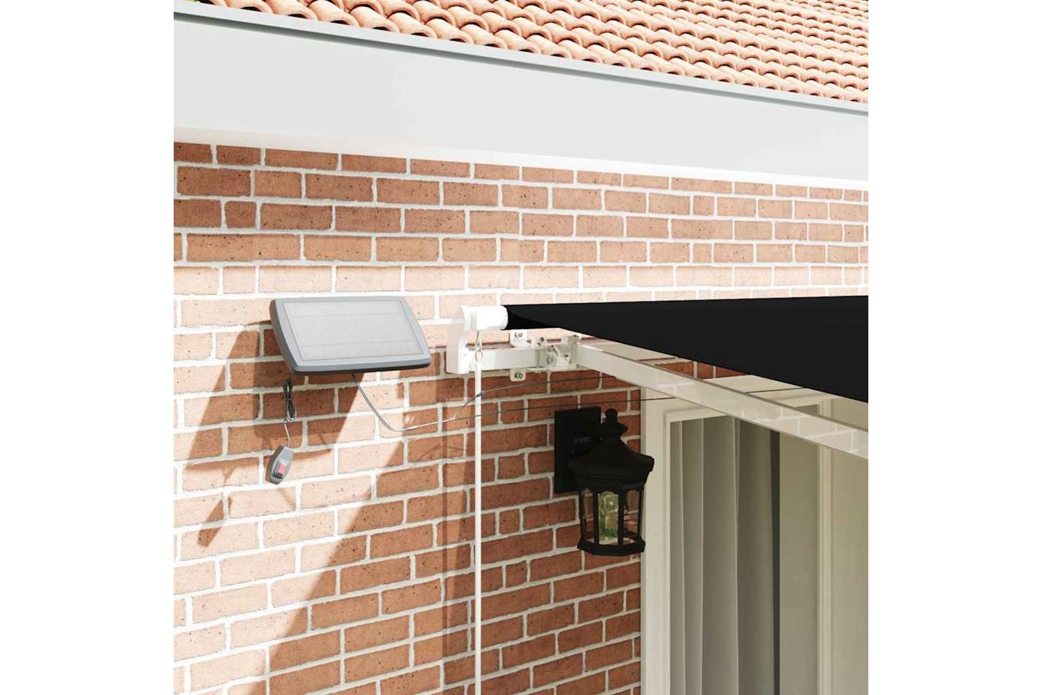 Vidaxl Retractable Awning With Manual Black 400 X 350 Cm Fabric-4
