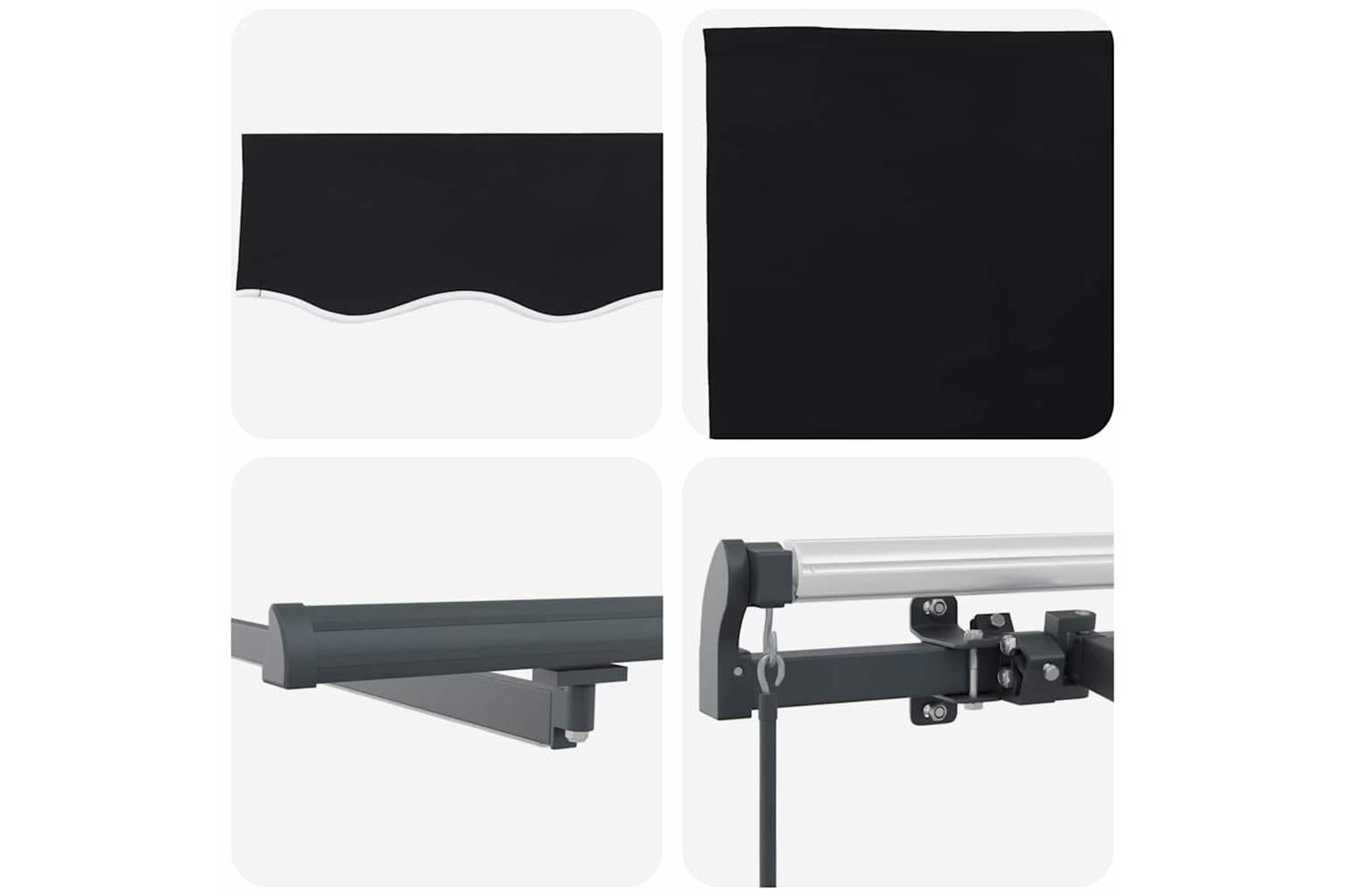 Vidaxl Retractable Awning Manual Black 400 X 350 Cm Fabric-10