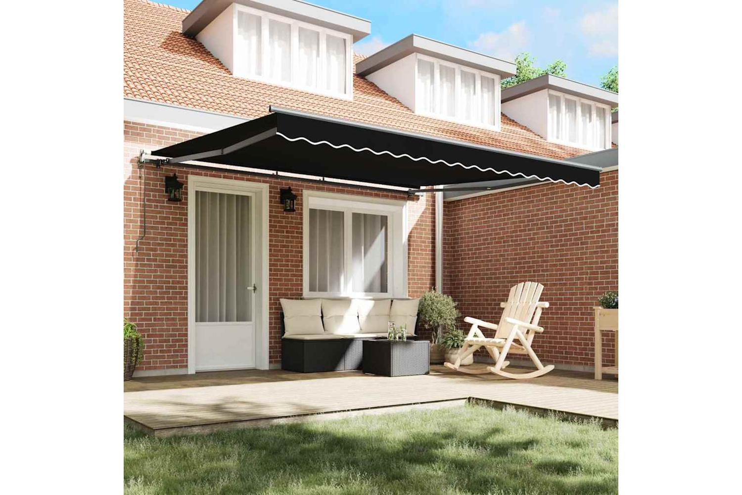 Vidaxl Retractable Awning Black 400 X 350 Cm Fabric-3