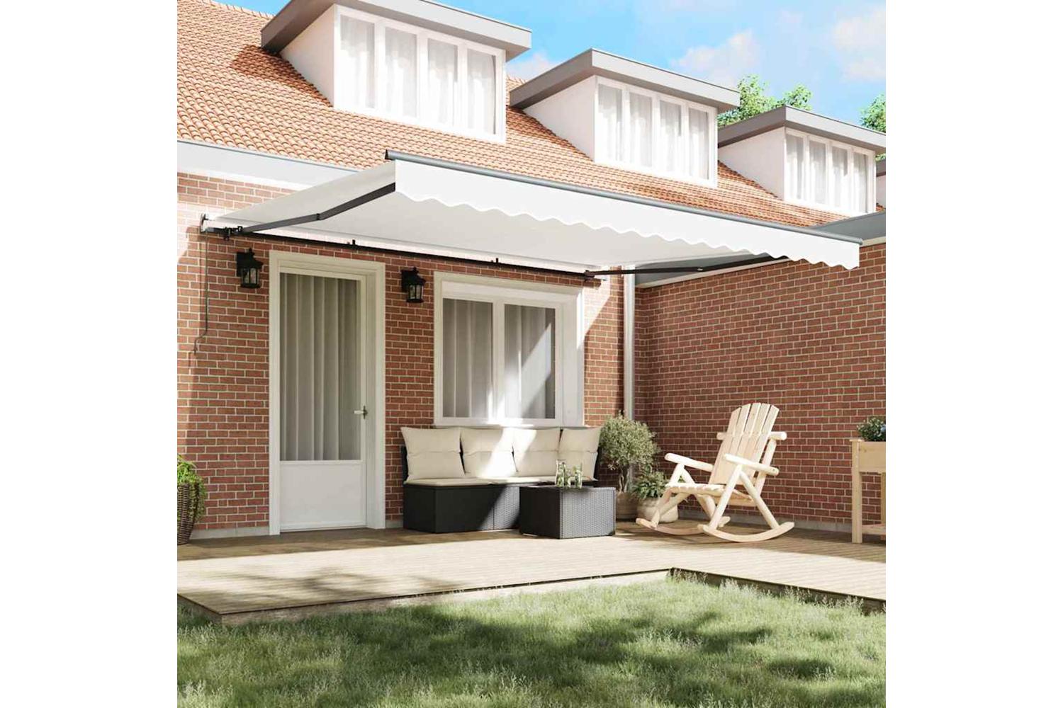Vidaxl Retractable Awning White Manual White 400 X 350 Cm Fabric-3