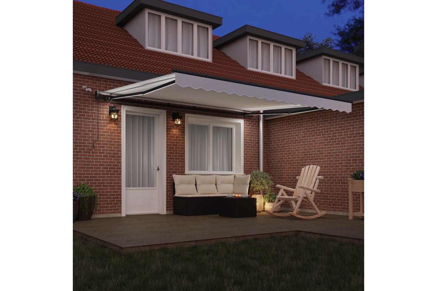 Vidaxl Retractable Awning With White 400 X 350 Cm Fabric-3