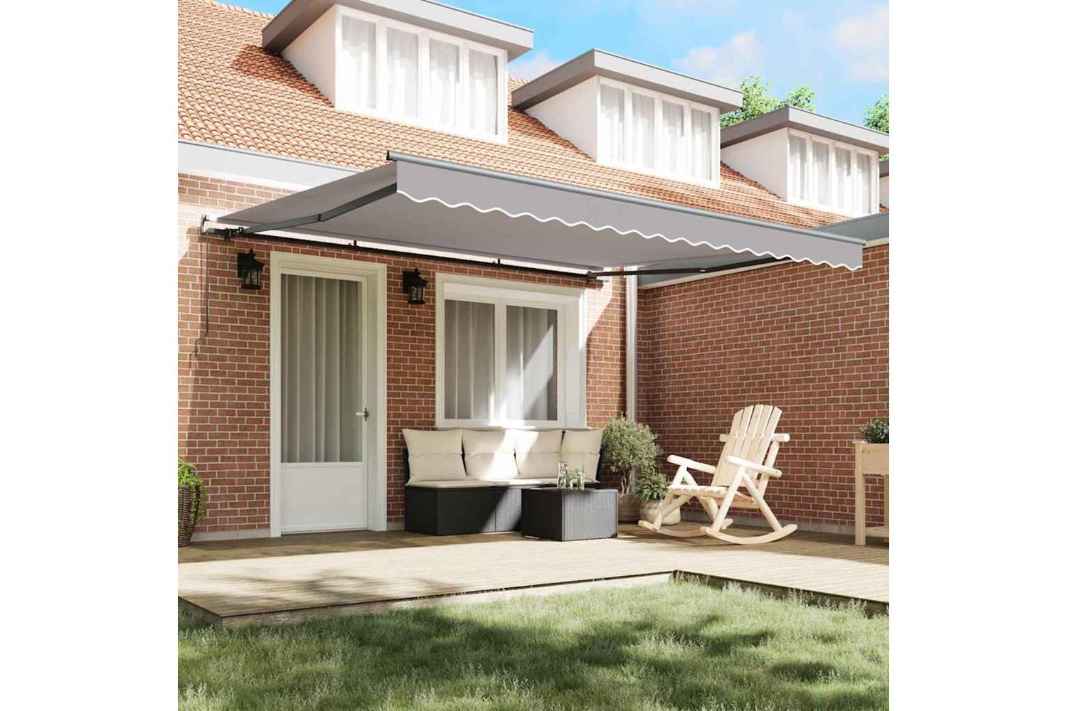 Vidaxl Retractable Awning Manual Light Grey 400 X 350 Cm Fabric-3