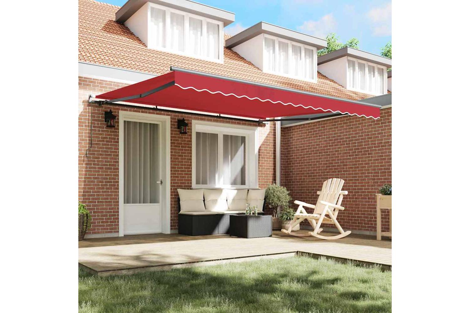 Vidaxl Retractable Awning Manual Red 400 X 350 Cm Fabric-3