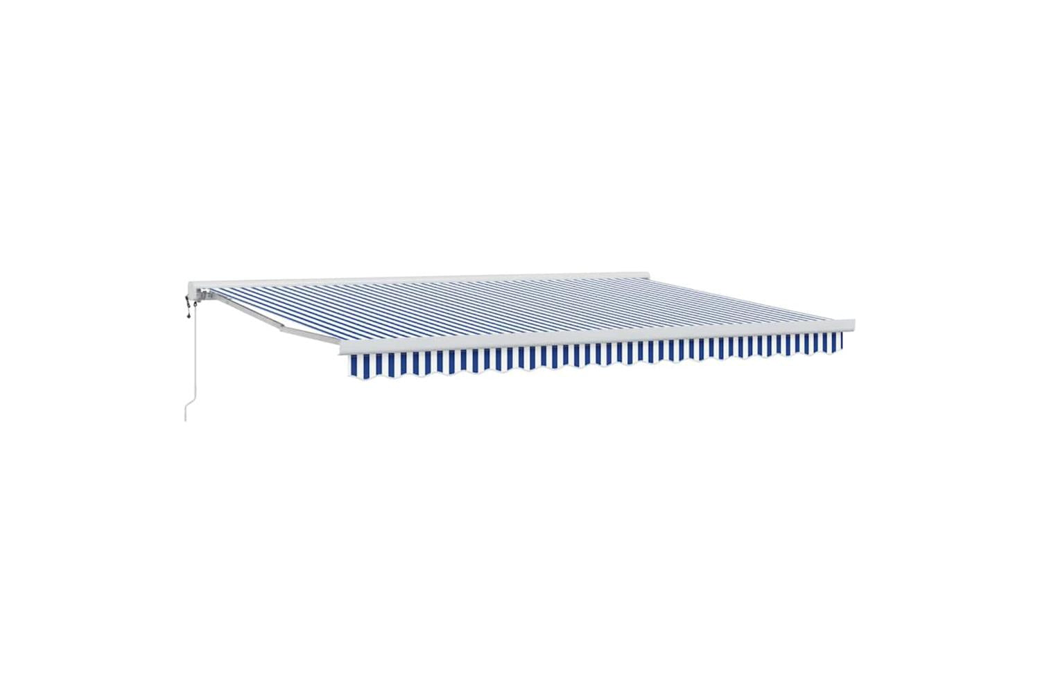 Vidaxl Retractable Awning Blue And White 450 X 300 Cm Fabric Metal-2