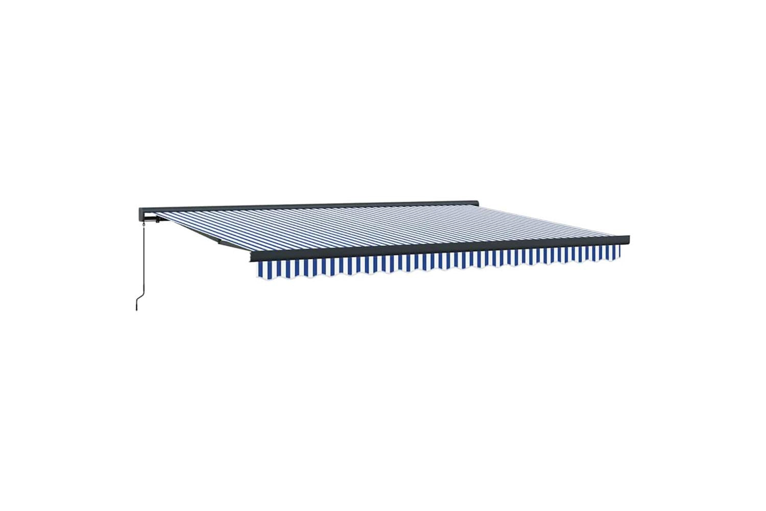 Vidaxl Retractable Awning Blue And White 450 X 300 Cm Fabric And Metal-2