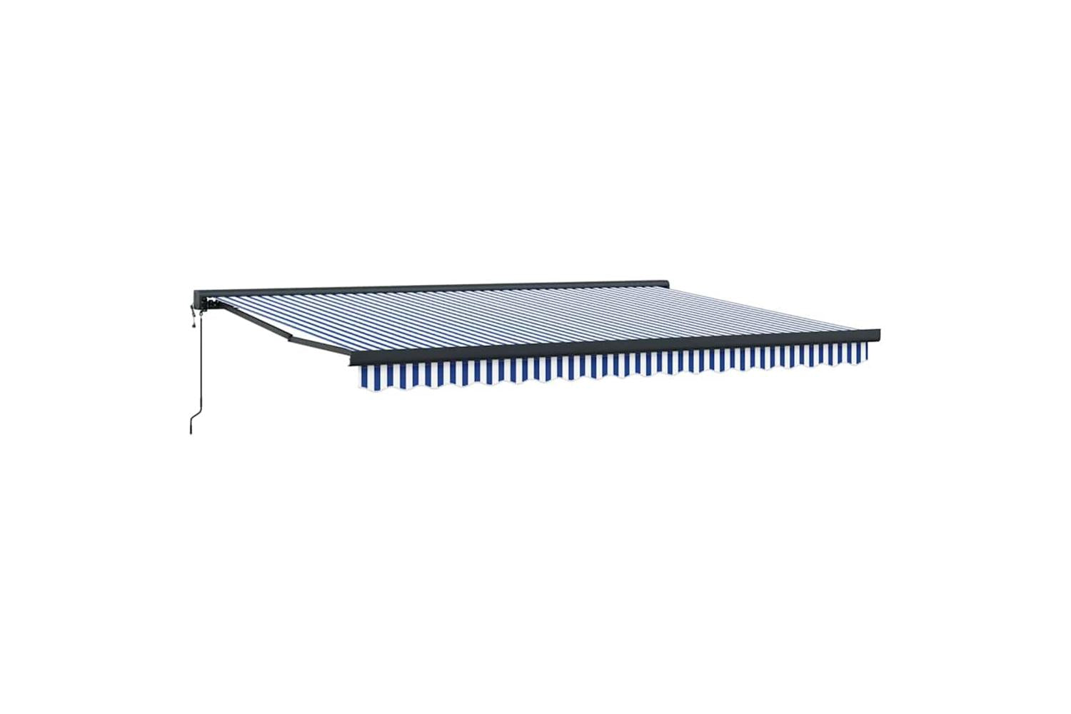 Vidaxl Retractable Awning Blue And White 450 X 300 Cm Fabric Metal-2