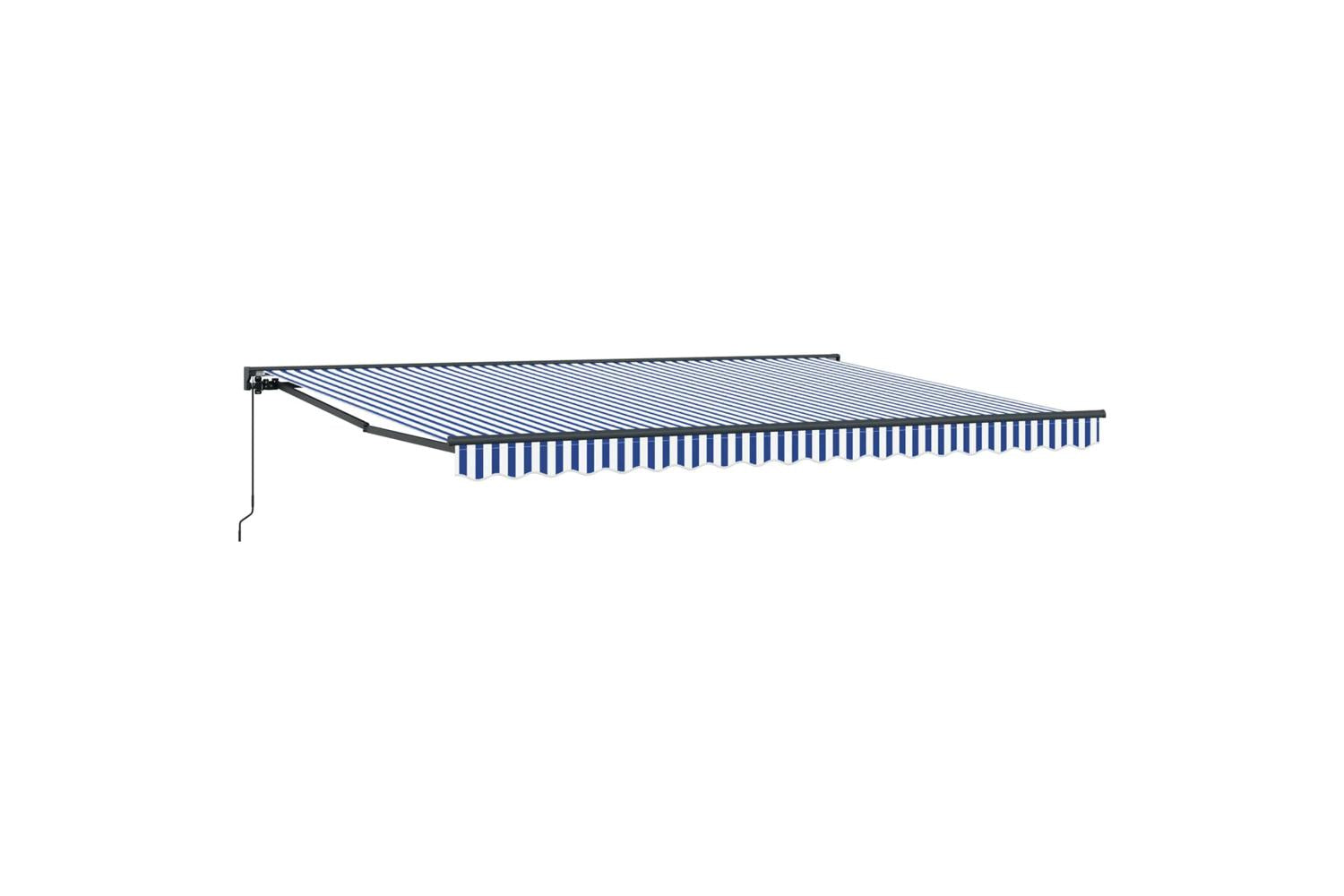 Vidaxl Retractable Awning Manual Blue And White 450x300 Cm Fabric-2