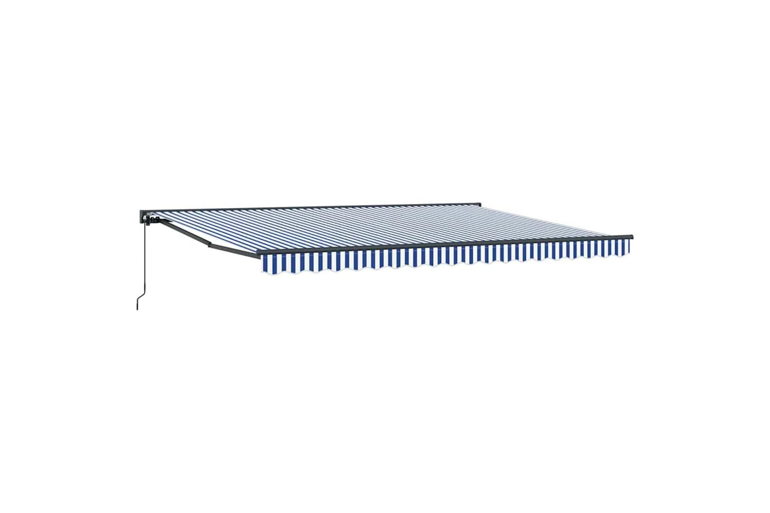 Vidaxl Retractable Awning Manual Blue And White 450x300 Cm Fabric-4