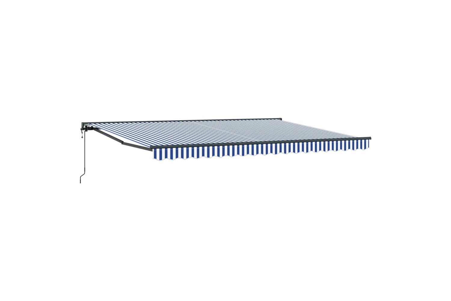Vidaxl Retractable Awning Blue And White 450x300 Cm Fabric-2