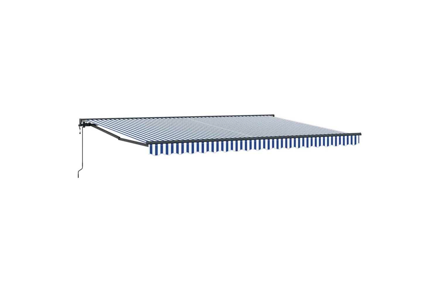 Vidaxl Retractable Awning Blue And White 450x300 Cm Fabric-4