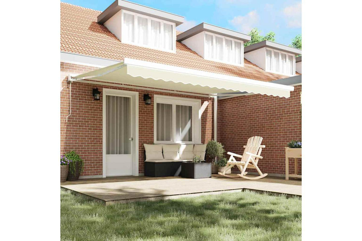 Vidaxl Retractable Awning Manual Cream 450 X 300 Cm Fabric Metal-3