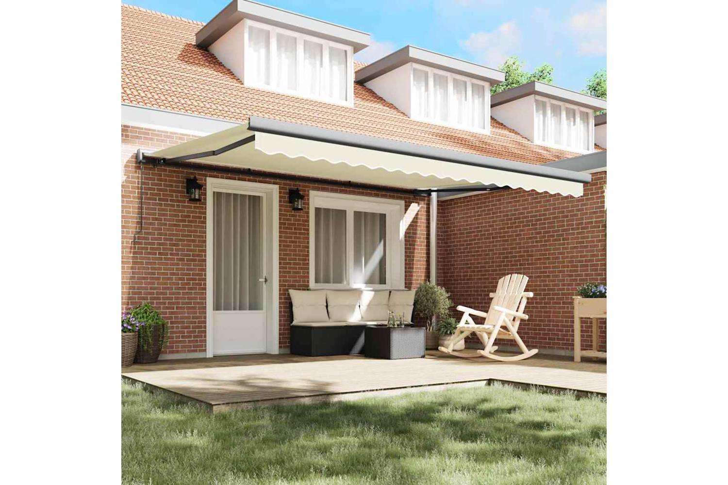 Vidaxl Retractable Awning Cream 450 X 300 Cm Fabric And Metal-3