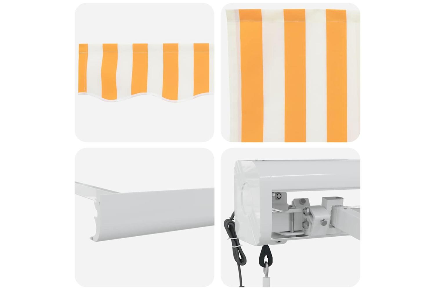Vidaxl Retractable Awning Orange And White 450 X 300 Cm Fabric Metal-8