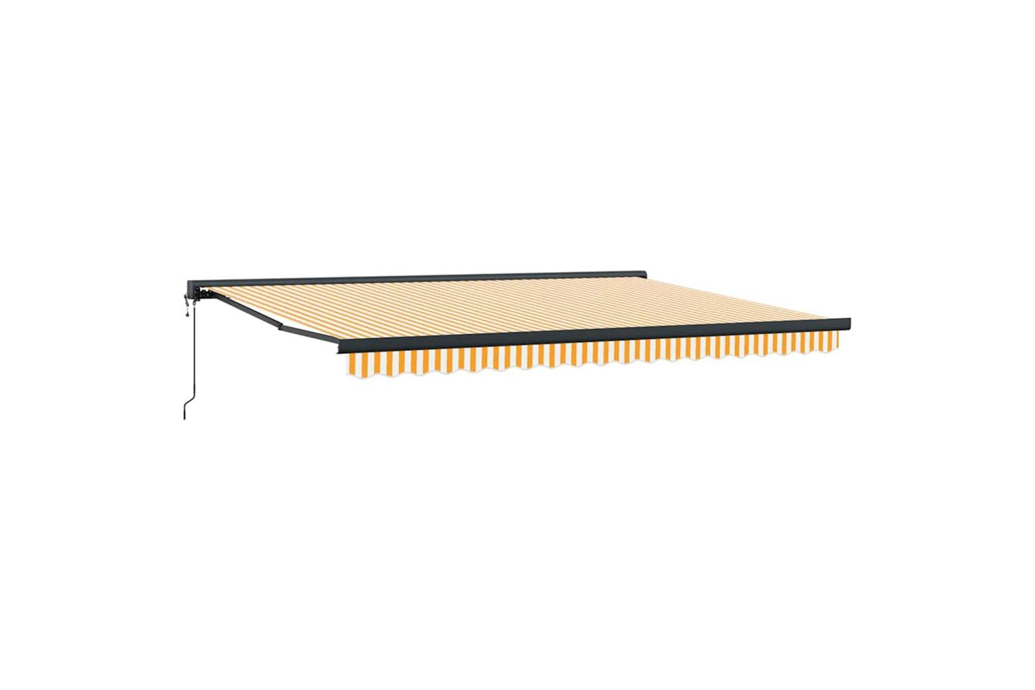 Vidaxl Retractable Awning Orange And White 450 X 300 Cm Fabric Metal-2