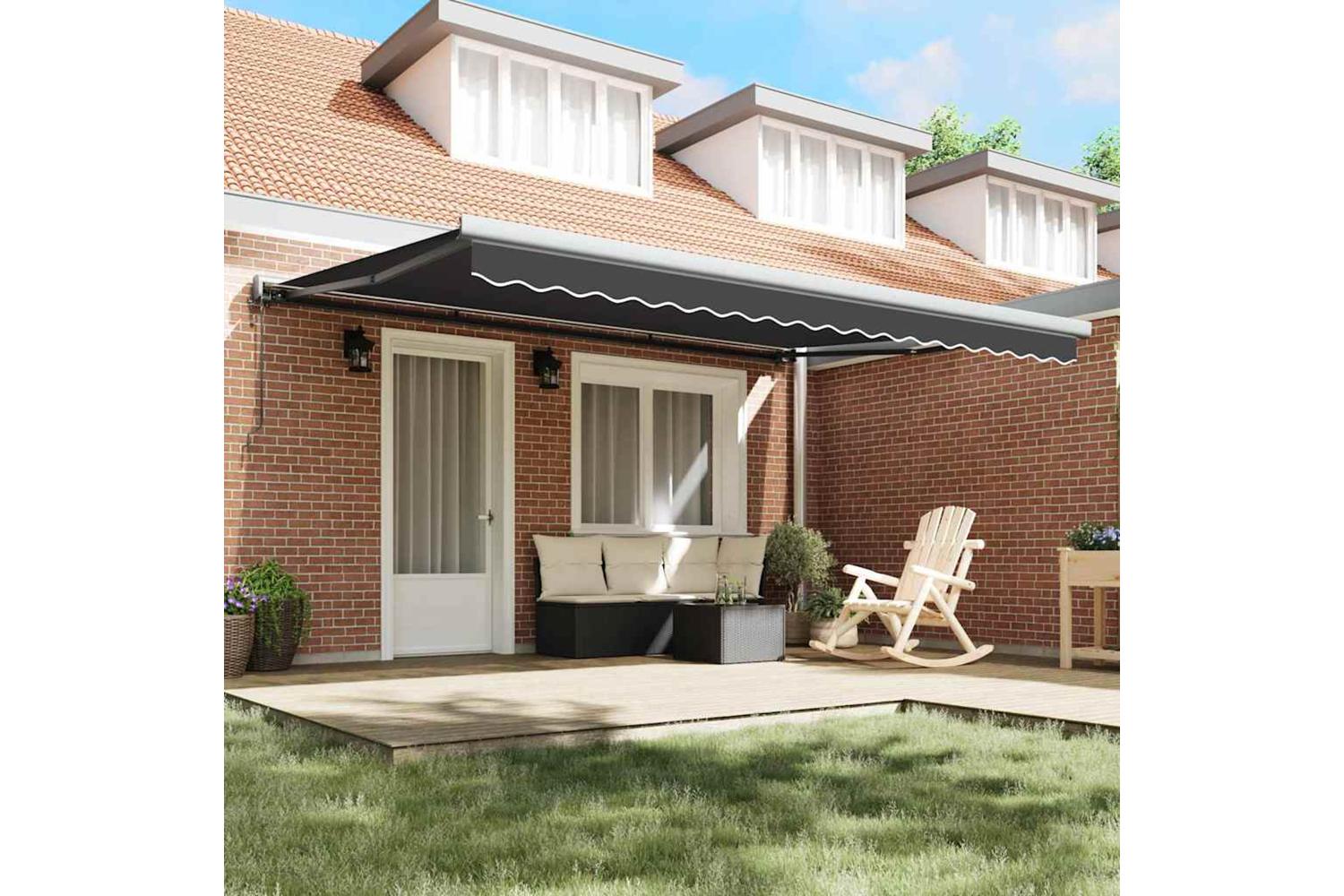 Vidaxl Retractable Awning Manual Anthracite 450 X 300 Cm Fabric Metal-3