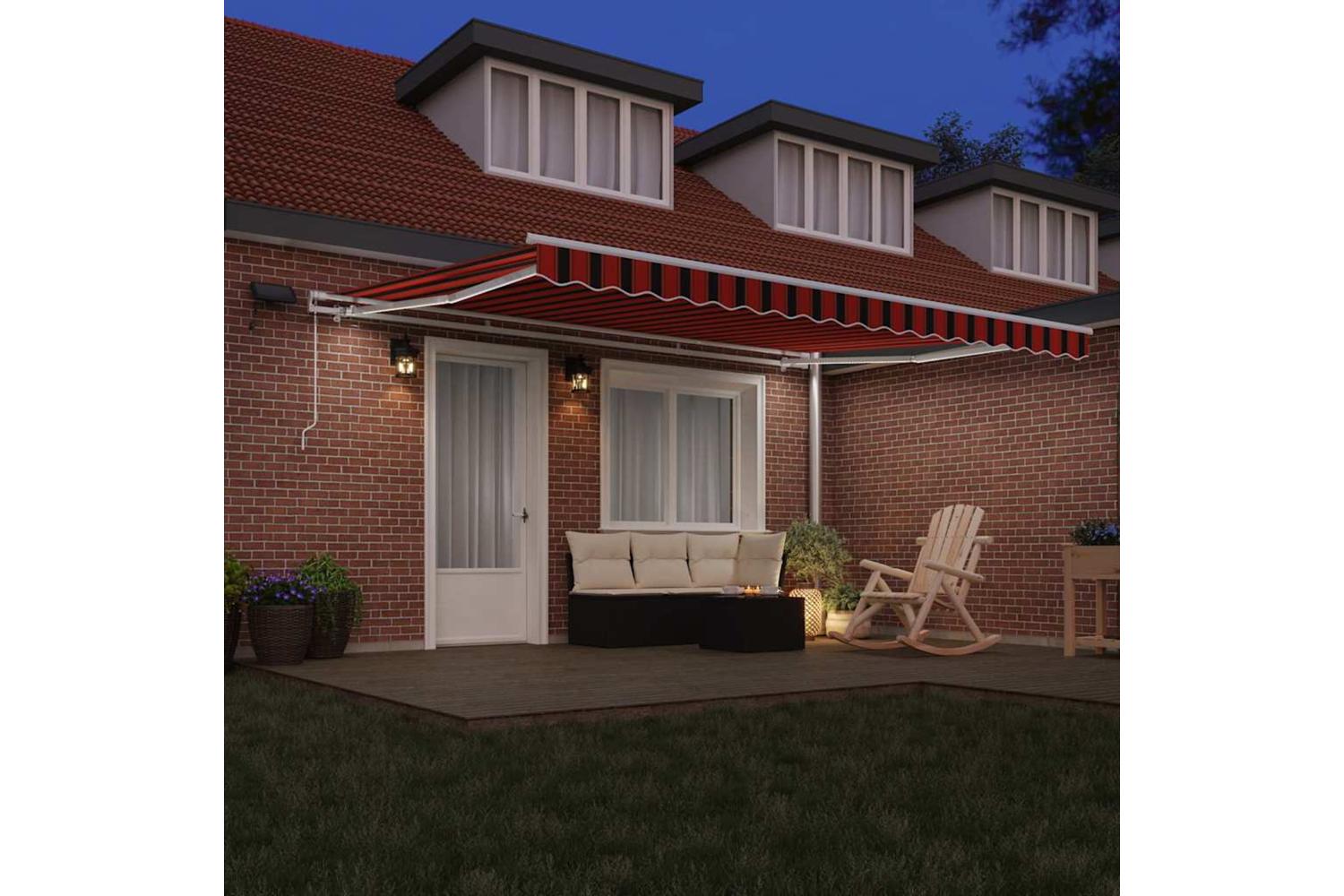 Vidaxl Retractable Awning With Orange And Brown 450 X 300 Cm Fabric-3