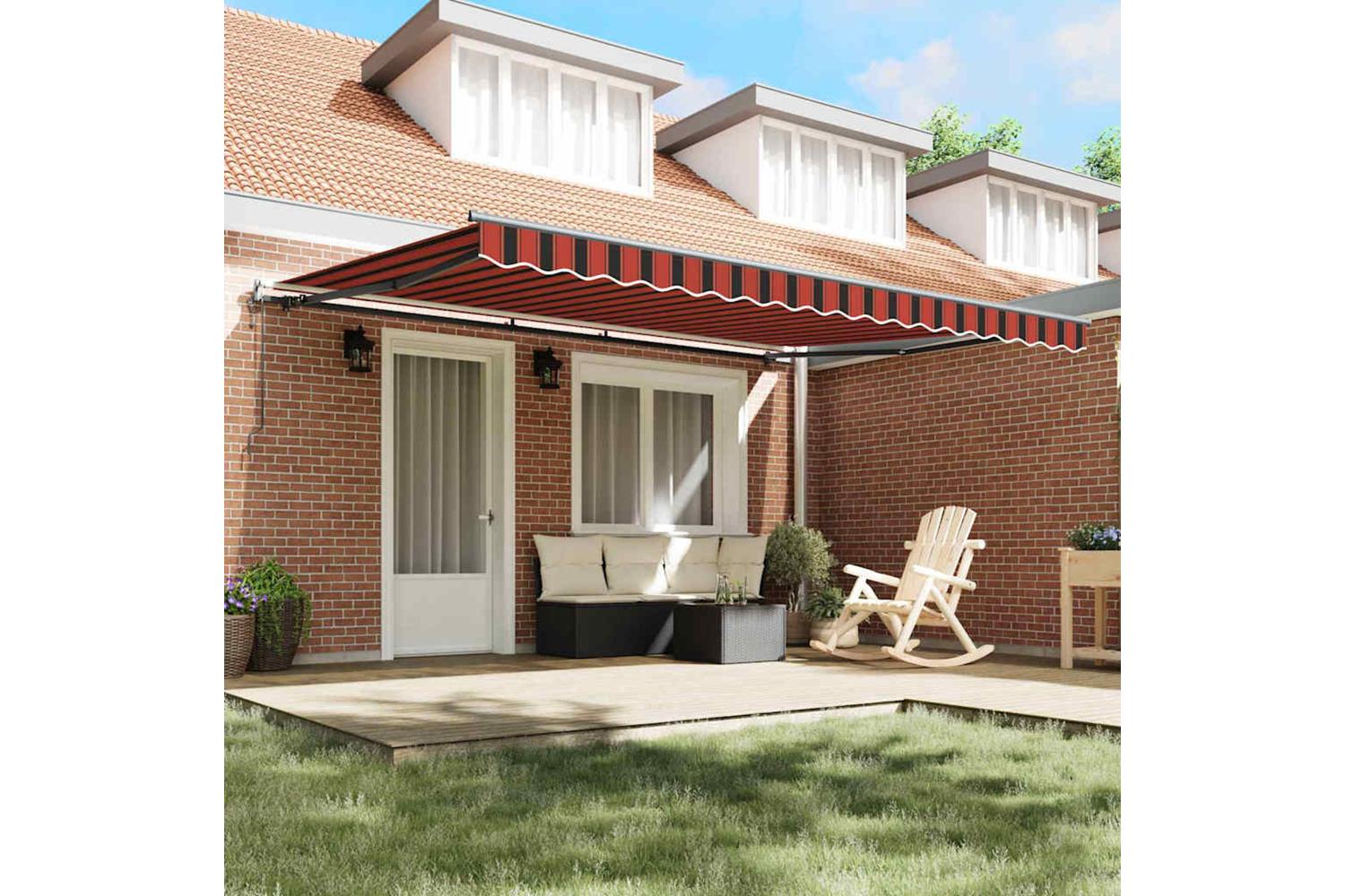 Vidaxl Retractable Awning Orange And Brown 450 X 300 Cm Fabric-3