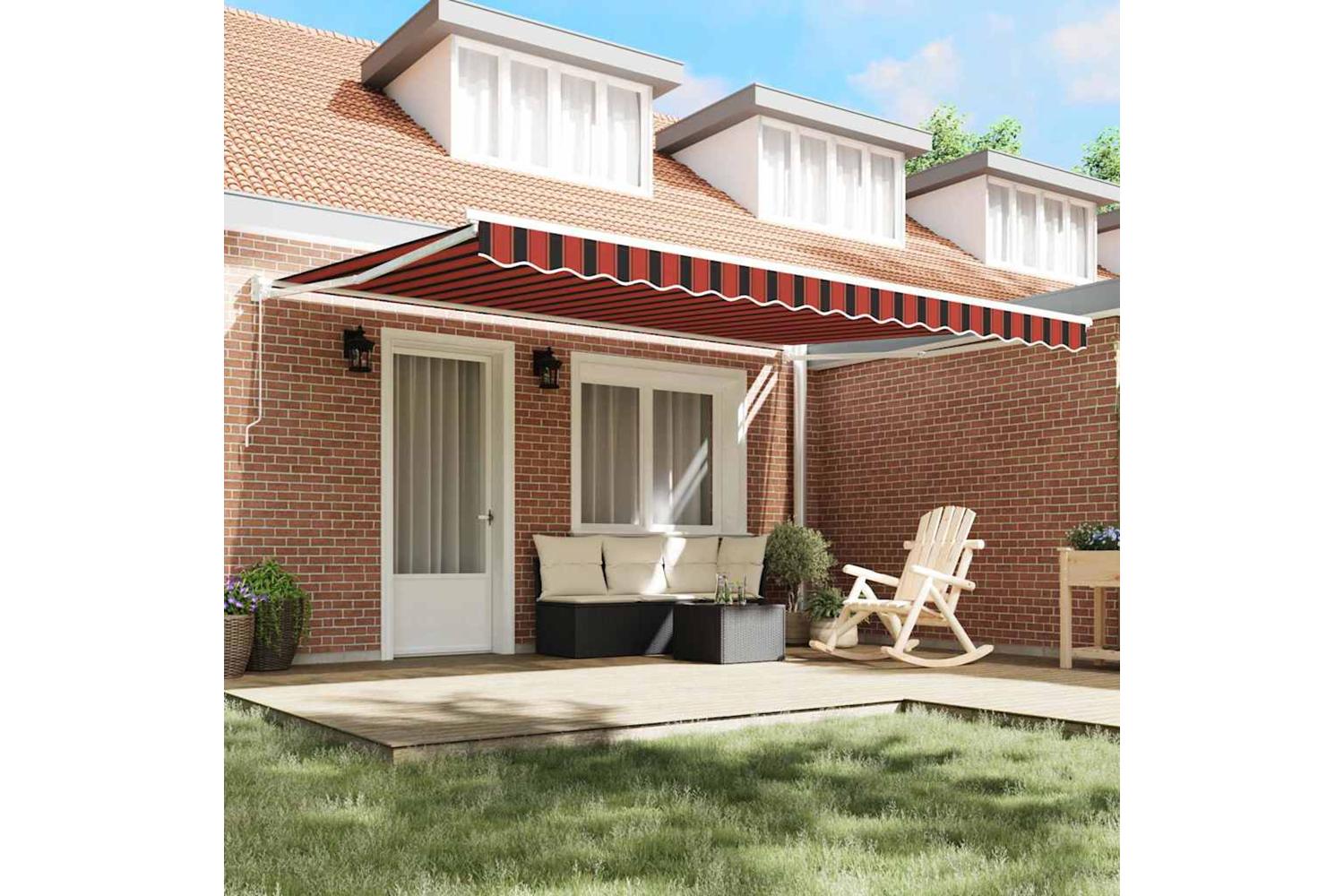 Vidaxl Retractable Awning Manual Orange And Brown 450 X 300 Cm-3