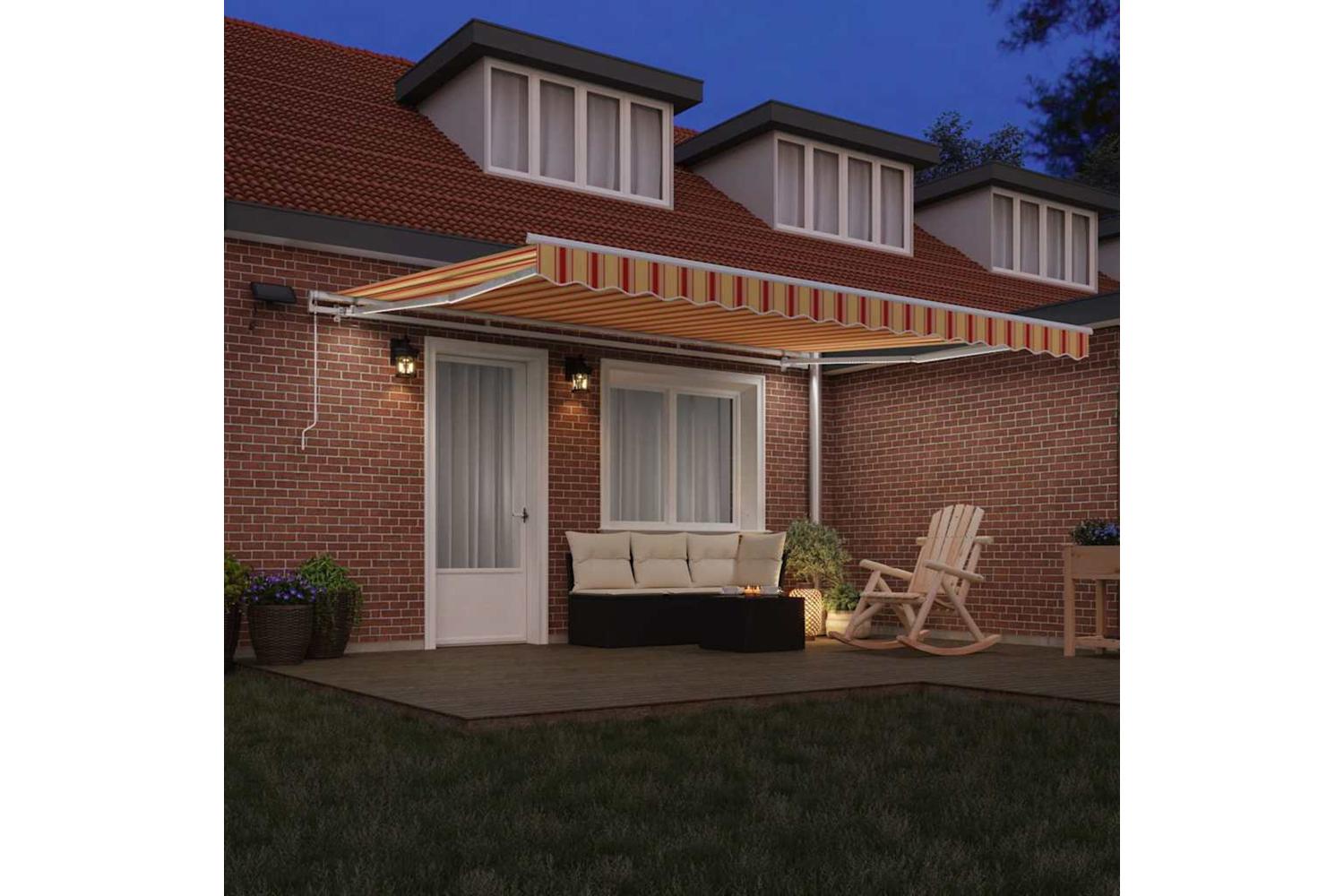 Vidaxl Retractable Awning With Yellow And Orange 450 X 300 Cm Fabric-3